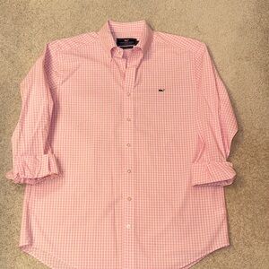 Vineyard Vines Men's Pink Gingham Button Down Shirt